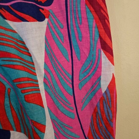 Magaschoni 100% Spun Luxe Linen Tropical Midi Skirt Size M - Picture 3 of 5
